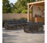 vidaXL Set Divano da Giardino 10 pz Grigio e Grigio Scuro polyrattan