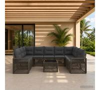 vidaXL Set divano da giardino, 10 pezzi, grigio e grigio scuro, moderno salotto da giardino, resistente alle intemperie, design modulare, divano esterno per rilassarsi sul patio