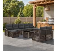 vidaXL Set Divano da Giardino 10 pz Grigio e Grigio Scuro polyrattan