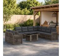 vidaXL Set Divano da Giardino 10 pz Grigio e Grigio Scuro polyrattan