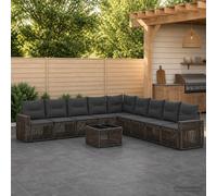 vidaXL Set di divani da giardino, 10 pezzi, grigio e grigio scuro, mobili da giardino, divano da esterno, design modulare, set resistente alle intemperie, divano da patio, fodere lavabili