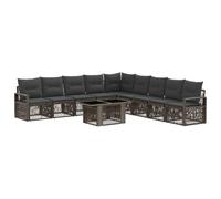 vidaXL Set Divano da Giardino 10 pz Grigio e Grigio Scuro polyrattan