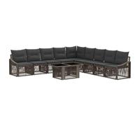 vidaXL Set Divano da Giardino 10 pz Grigio e Grigio Scuro polyrattan