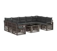 vidaXL Set Divano da Giardino 10 pz Grigio e Grigio Scuro polyrattan