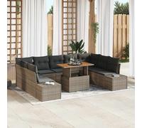 vidaXL Set Divano da Giardino 10 pz Grigio Poly Rattan