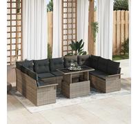 vidaXL Set Divano da Giardino 10 pz Grigio Poly Rattan