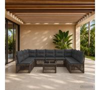 vidaXL Set Divano da Giardino 10 pz Grigio polyrattan