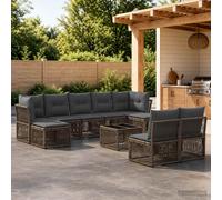 vidaXL Set di divani da giardino, 10 pezzi, grigio polyrattan, divano da esterno, moderno, resistente alle intemperie, mobili componibili, zona relax confortevole da giardino