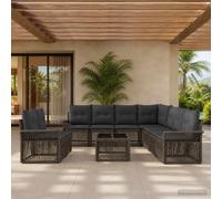 vidaXL Set di divani da giardino, 10 pezzi, grigio polyrattan, set di divani moderni per giardino, modulabili e resistenti, comodi sedili in polyrattan