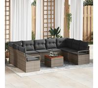 vidaXL Set Divano da Giardino 10 pz Grigio polyrattan
