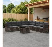 vidaXL Set Divano da Giardino 10 pz Grigio polyrattan