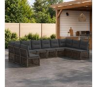 vidaXL Set di divani da giardino, 10 pezzi, grigio rattan sintetico, divano da giardino moderno, resistente alle intemperie, con sedili regolabili, design modulare, cuscini in poliestere per il patio