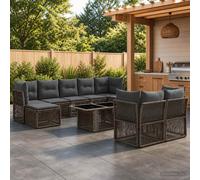 vidaXL Set Divano da Giardino 10 pz Grigio polyrattan