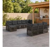 vidaXL Set di divani da giardino, 10 pezzi, grigio rattan sintetico, divano da giardino, design moderno, resistente alle intemperie, set modulare, comodo per rilassarsi, stile esterno, rattan