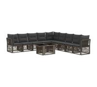 vidaXL Set Divano da Giardino 10 pz Grigio polyrattan