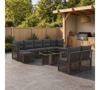 vidaXL Set Divano da Giardino 10 pz Grigio polyrattan