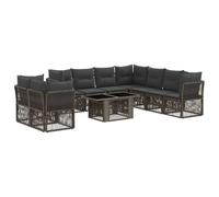 vidaXL Set Divano da Giardino 10 pz Grigio polyrattan
