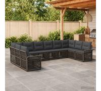 vidaXL Set di divani da giardino, 10 pezzi, grigio rattan sintetico, divano moderno per giardino, seduta modulare resistente alle intemperie, set per esterni, sedia in rattan regolabile, mobili comodi
