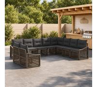 vidaXL Set Divano da Giardino 10 pz Grigio polyrattan