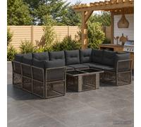 vidaXL Set Divano da Giardino 10 pz Grigio polyrattan