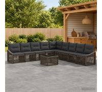 vidaXL Set Divano da Giardino 10 pcs Grigio polyrattan, Divano da giardino moderno, resistente alle intemperie, design modulare, cuscinetti regolabili, arredamento per esterni