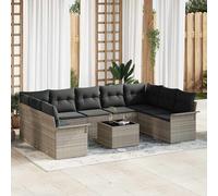 vidaXL Set Divano da Giardino 10 pz Grigio polyrattan