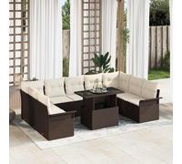 vidaXL Set Divano da Giardino 10 pz Marrone Poly Rattan