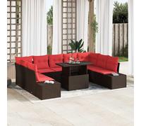 vidaXL Set Divano da Giardino 10 pz Marrone polyrattan