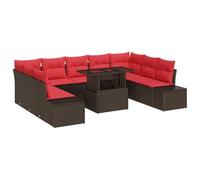 vidaXL Set Divano da Giardino 10 pz Marrone polyrattan | Facile da adattare al tuo spazio, Ottimo per l'uso all'aperto, Comodo per 10 persone