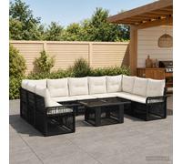 vidaXL Set Divano da Giardino 10 pz Nero e Bianco Crema polyrattan