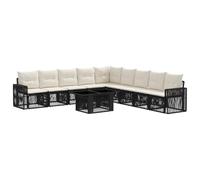 vidaXL Set Divano da Giardino 10 pz Nero e Bianco Crema polyrattan