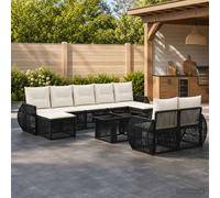 vidaXL Set Divano da Giardino 10 pz Nero e Bianco Crema polyrattan