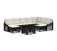 vidaXL Set Divano da Giardino 10 pz Nero e Bianco Crema polyrattan