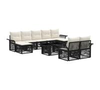 vidaXL Set Divano da Giardino 10 pz Nero e Bianco Crema polyrattan