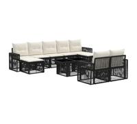 vidaXL Set Divano da Giardino 10 pz Nero e Bianco Crema polyrattan