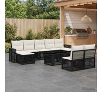 vidaXL Set Divano da Giardino 10 pz Nero e Bianco Crema polyrattan