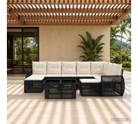 vidaXL Set Divano da Giardino 10 pz Nero e Bianco Crema polyrattan