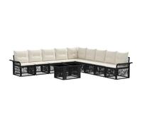 vidaXL Set Divano da Giardino 10 pz Nero e Bianco Crema polyrattan