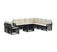 vidaXL Set Divano da Giardino 10 pz Nero e Bianco Crema polyrattan