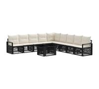 vidaXL Set Divano da Giardino 10 pz Nero e Bianco Crema polyrattan
