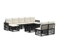 vidaXL Set Divano da Giardino 10 pz Nero e Bianco Crema polyrattan