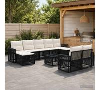 vidaXL Set di divani da giardino, 10 pezzi, colore nero e bianco crema, divano modulare moderno, resistente alle intemperie, ideale per rilassarsi in giardino, con gambe regolabili
