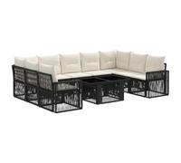vidaXL Set Divano da Giardino 10 pz Nero e Bianco Crema polyrattan