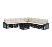 vidaXL Set Divano da Giardino 10 pz Nero e Bianco Crema polyrattan