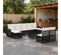 vidaXL Set Divano da Giardino 10 pz Nero e Bianco Crema polyrattan