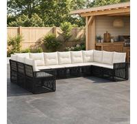 vidaXL Set di 10 divani da giardino in rattan artificiale nero e bianco crema, moderno e resistente alle intemperie, set di divani da esterno con design modulare, perfetto per un comodo riposo in