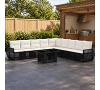 vidaXL Set Divano da Giardino 10 pz Nero e Bianco Crema polyrattan