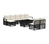 vidaXL Set Divano da Giardino 10 pz Nero e Bianco Crema polyrattan