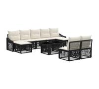 vidaXL Set Divano da Giardino 10 pz Nero e Bianco Crema polyrattan