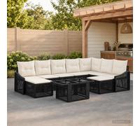 vidaXL Set Divano da Giardino 10 pz Nero e Bianco Crema polyrattan
